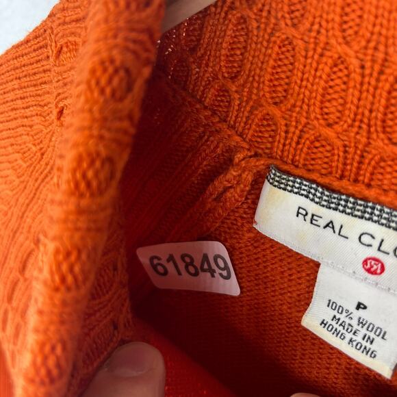 REAL CLOTHES Sweater Womens P Petite Wool Turtleneck SAKS FIFTH AVENUE Orange HK - Picture 13 of 13